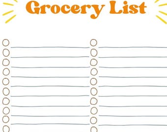 Retro Printable Grocery List – Cute Digital Shopping List PDF with Colorful Design, Instant Download