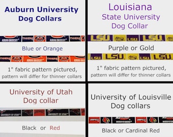 Awesome Dog Collars / Auburn University dog collar / LSU dog collar / University of Louisville dog collar / University of Utah dog collar /