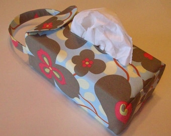 Automobile Hanging Tissue Box Cover / Tissue Box Cozy / Automobile Accessory For Your Car / Amy Butler Lotus Morning Glory