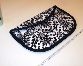 MINI Curling Iron Case // Mini Flat Iron Cover // Insulated // For Travel Or The Gym // Heat Resistant // Black and White Damask