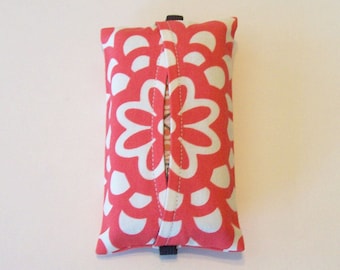 Auto Visor Tissue Cozy - Stylish Tissue Holder For Your Car - Amy Butler Wall Flower - Cherry Red