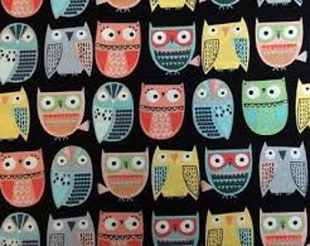 NEW!  Automobile Hanging Tissue Box Cover / Tissue Box Cozy / Auto Accessory For Your Car / Multi-Colored Owls On Black