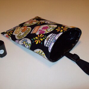 Car Litter Bag // Auto Litter Bag // Auto Trash Bag // Stay Open Design // Sugar Skulls // Large Flowery Skulls image 3