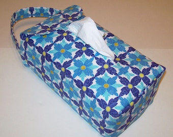 Last One!  Automobile Hanging Tissue Box Cover / Tissue Box Cozy / Automobile Accessory For Your Car / Blue Tea Flower