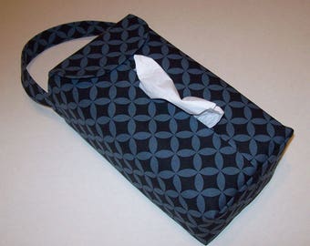 Automobile Hanging Tissue Box Cover / Tissue Box Cozy / Automobile Accessory For Your Car / Gray And Black Tiles