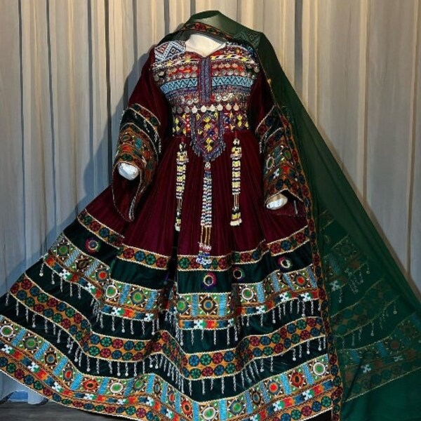 Afghan Stranded Design Dress Traditional Women  Clothes Afghan kuchi girl Wedding Henna Dress Afghan Afghan Eid Dress