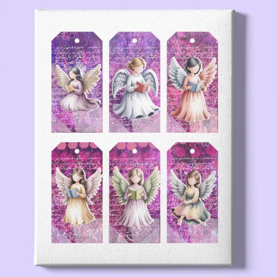 Angel Mixed Media Gift Tags Printable | Watercolor Angelic Holiday Tags ...