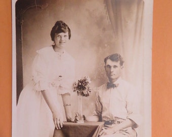 Wedding Photo RPPC Vintage Postcard / Real Photo Postcard Early 1900s