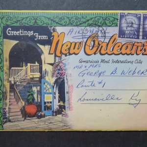 New Orleans, Louisiana (1955)  Folder Souvenir Vintage Postcard