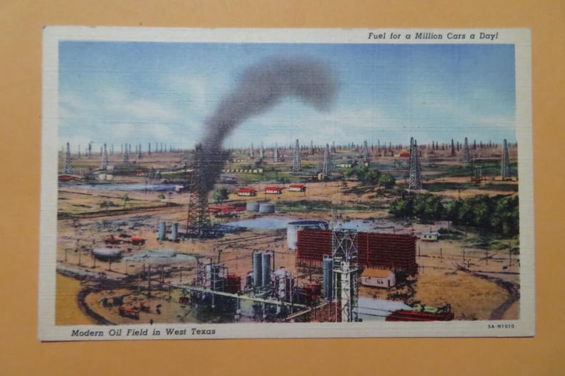 Derricks Text Vintage Oil Field Linen Postcard: West Texas, 1949 - Etsy