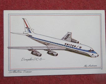 Airplane Vintage Postcard Douglas DC8 Collector Series Roy Anderson