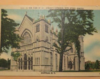 St. Joseph's Cathedral (Buffalo, New York) Antique Vintage Postcard (MP14)