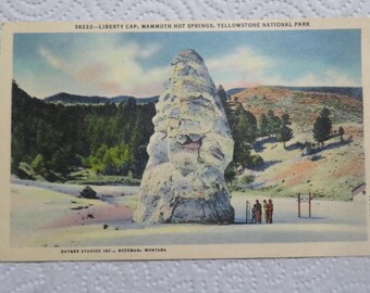 Yellowstone National Park: Liberty Cap Mammoth Hot Springs Terraces Vintage Postcard/Travel Souvenir