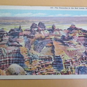 South Dakota: Badlands Formations East of the Pinnacles Badlands Natl Monument Vintage Postcard