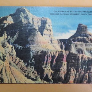 South Dakota: Badlands Formations East of the Pinnacles Badlands Natl Monument Vintage Postcard