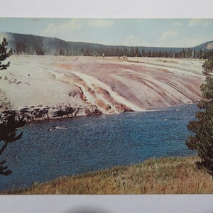 Terraces and Hot Springs Midway Geyser Basin on the Firehole River in Yellowstone Park Vintage Postcard