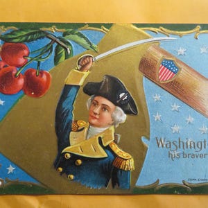 Young George Washington His Bravery Postcard / Early 1900s