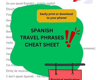 FRASES DE VIAGEM EM ESPANHOL Folha de dicas - Terminologia prática, organizada de forma concisa, sem gramática desnecessária e confusa