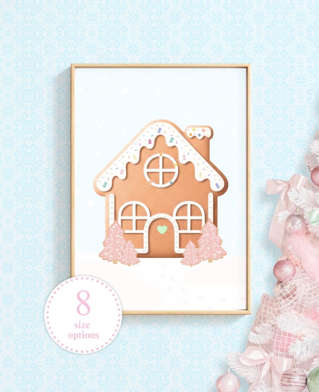 Gingerbread House Matte Poster, Holiday Wall Art, Colorful Christmas