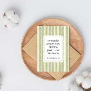 Tarjetas de felicitación de la mañana fiel: notas inspiradoras, pronta recuperación, tarjetas de agradecimiento, ánimo, dones espirituales, Lamentaciones 3:23