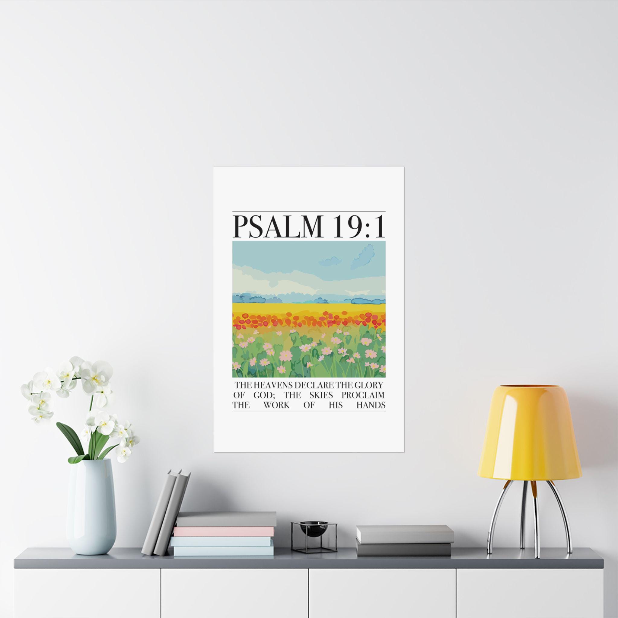 Scripture 19 Psalm 19:1 Floral Watercolor Print - Christian Scripture Matte Poster ...