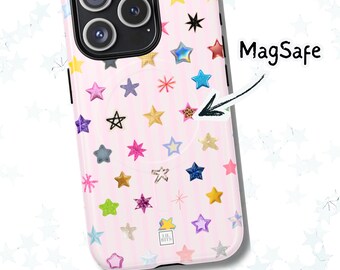 Colorful Star Pattern Phone Case, Tough Magnetic Case, MagSafe iPhone Cover