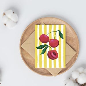 Cherry Delight Grußkarten, Briefpapier-Set, Zitrus inspirierte Briefpapier, Dankeskarten, Sommer Grußkarten, Obst stationär