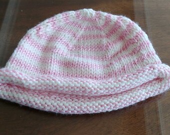 Pink and cream baby hat