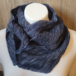 Knit Shawl, Knitted Neck Warmer Scarf, Hand Knitted Scarf, Linus Shawl, Asymmetrical,  Shawl, Navy Blue, Blue Scarf