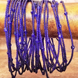 Blue Bead Bracelet, Multi Strand Bracelet, Seed Bead Bracelet, Glass Bead Bracelet, Handmade Bracelet, Boho Bracelet, Stacked Bracelet