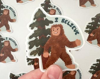 Naklejka z Bigfootem Sasquatchem | Wodoodporna naklejka winylowa | Urocza kryptyda | Naklejka z Bigfootem
