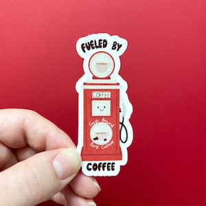 Naklejka Fueled By Coffee, Naklejka Coffee, Zabawna naklejka Coffee, Naklejka Coffee Lover, Naklejka Vinyl, Prezenty Coffee