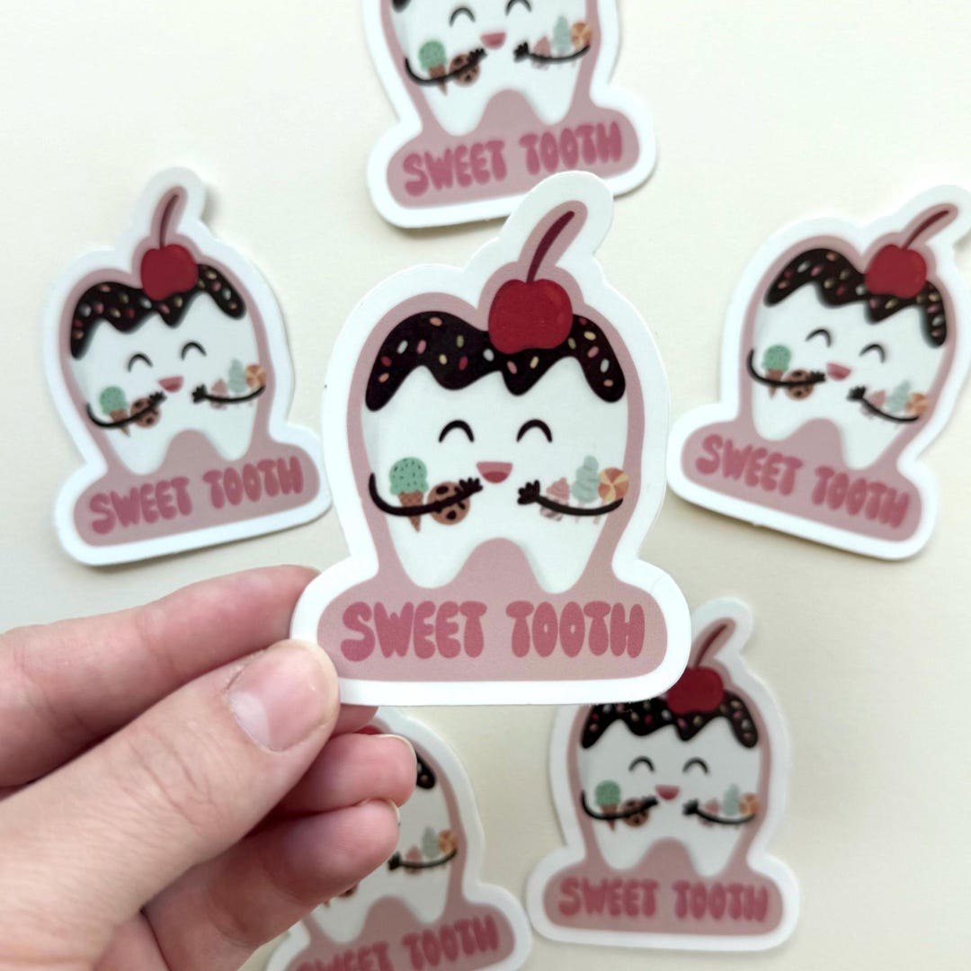 Sweet Tooth Sticker | Cute Pun Sticker | Tooth Sticker | Funny Pun ...