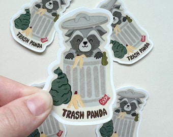 Trash Panda Sticker | Funny Raccoon Sticker | Funny Animal Sticker | Raccoon Sticker | Vinyl Waterproof Sticker