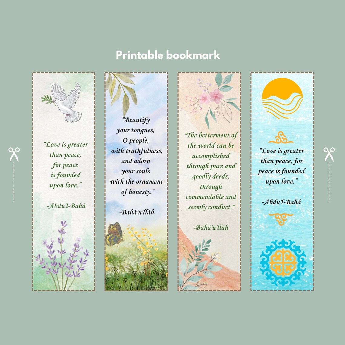Printable Bahai Inspirational Bookmarks, Bahai Quote Bookmarks, Instant ...