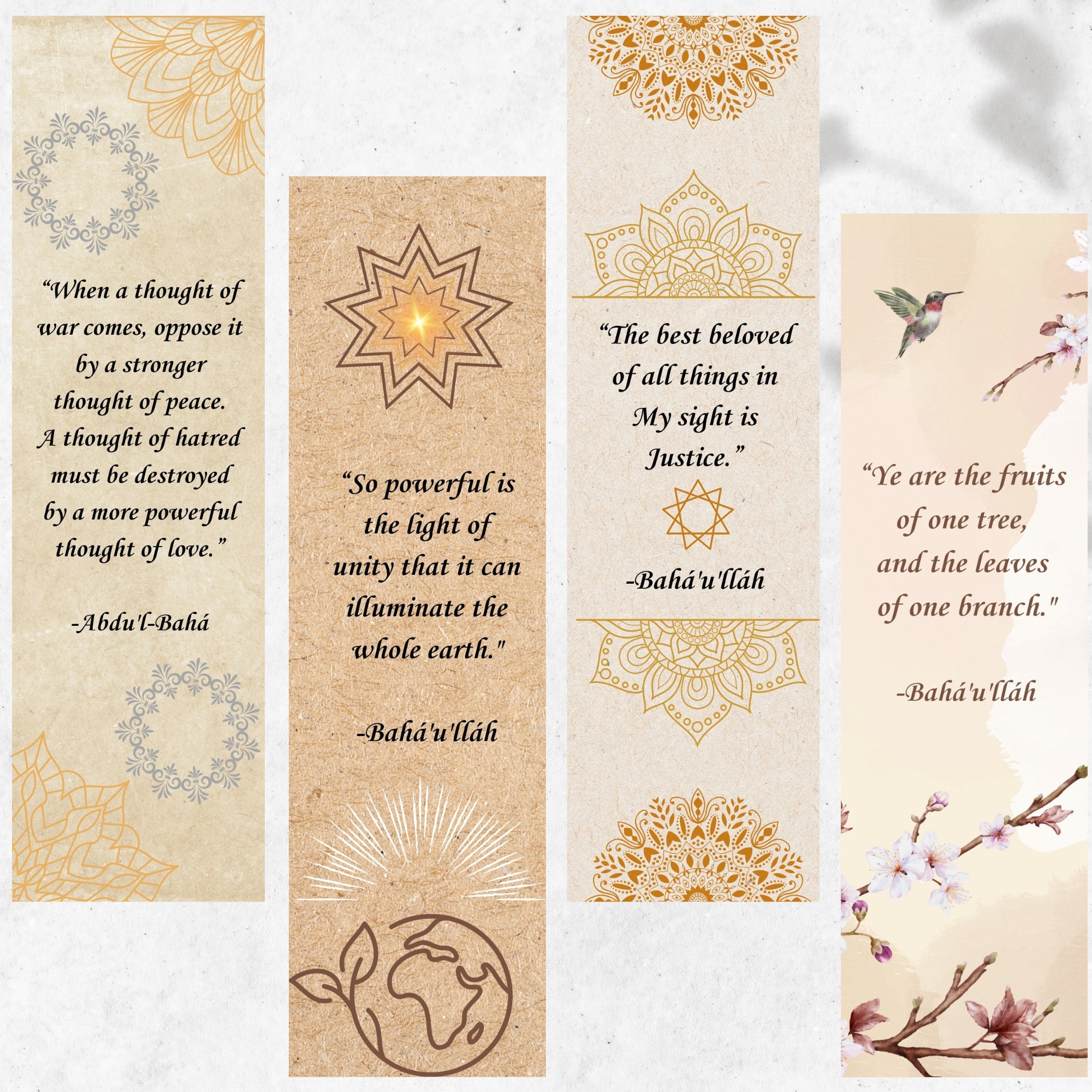 Printable Bahai Inspirational Bookmarks, Bahai Quote Bookmarks, Instant ...