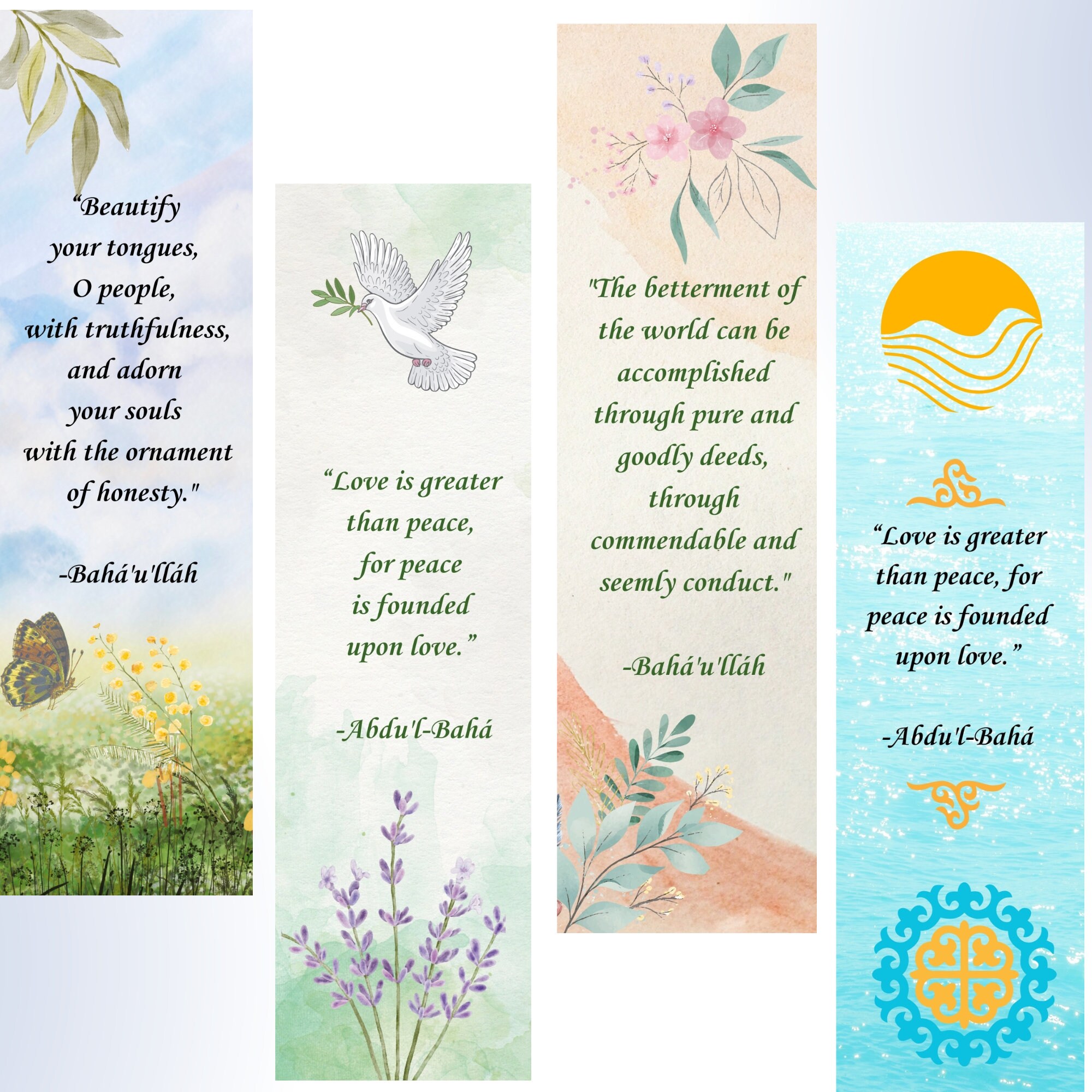 Printable Bahai Inspirational Bookmarks, Bahai Quote Bookmarks, Instant ...