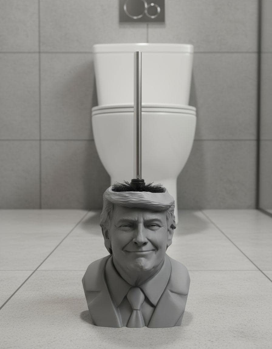 Novelty Donald Trump Toilet Brush Set – Funny Bathroom Tool With Holder, Multicolor