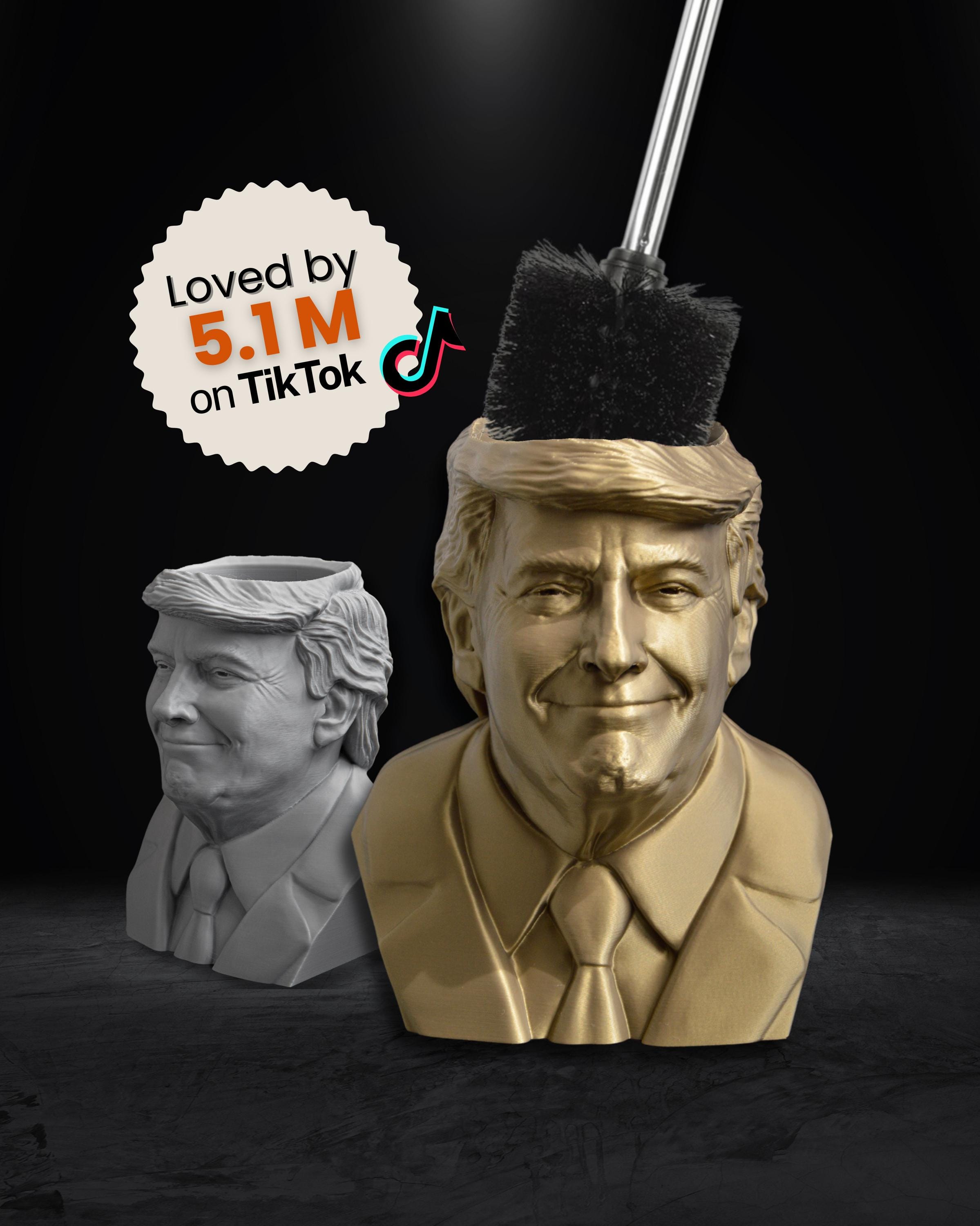 Trump Toilet Brush Holder, FryDy Works Official, Funny Gag Gift, Political Novelty Bathroom Decor, Humor Toilet Scrubber, Donald Trump Merch