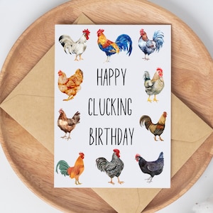 Happy Clucking Birthday Card, Chicken Card, Funny Birthday Card, Chicken Mom Card, Birthday Card for sister, bestfriend, boyfriend, Chicken