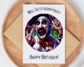 Captain Spaulding Birthday Card, Funny Horror Birthday Card, Clown Card, Tutti Fruity, House of 1000 movie, scary movie card