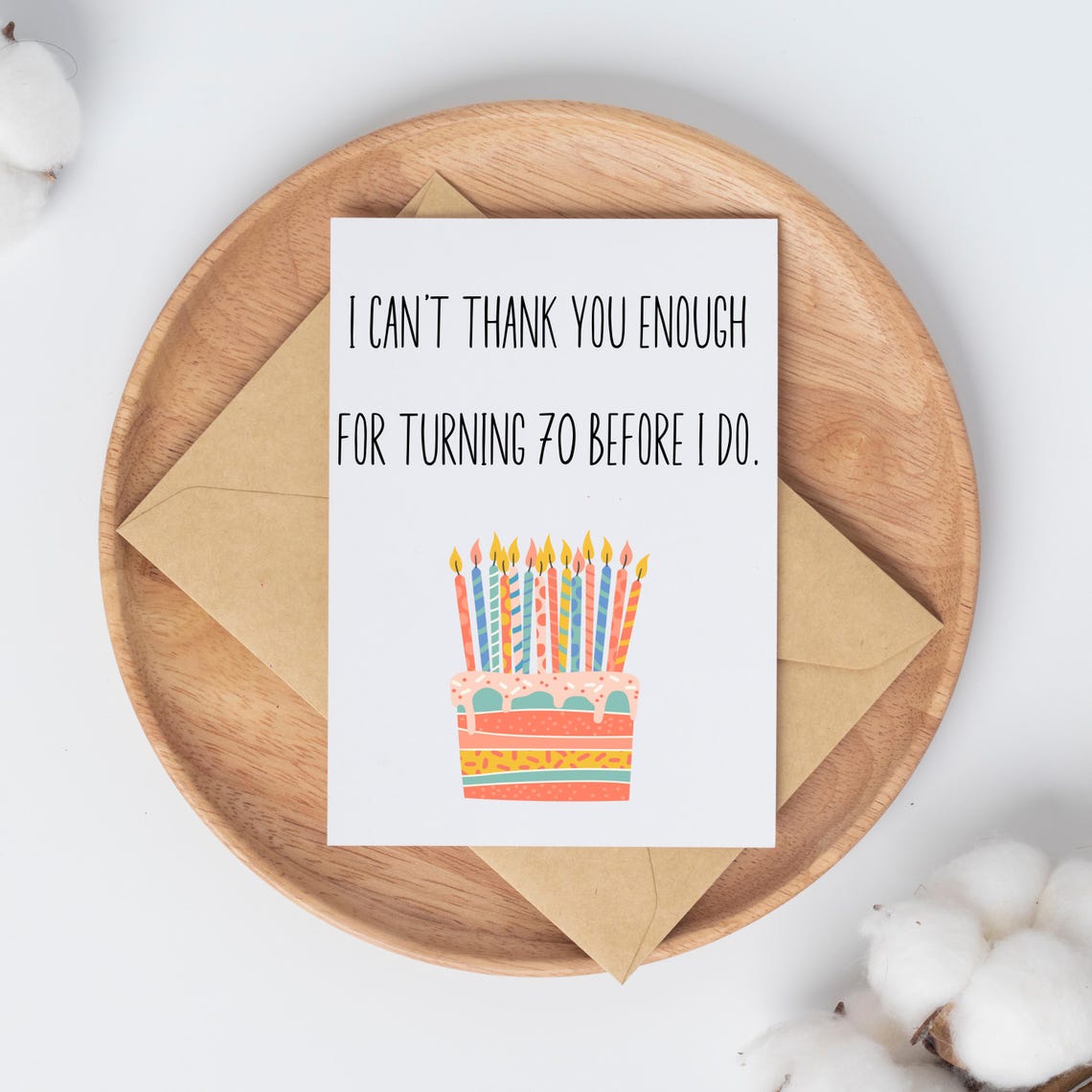 70th Birthday Card, Funny 70th Birthday Card, Thank You for Turning 70 ...