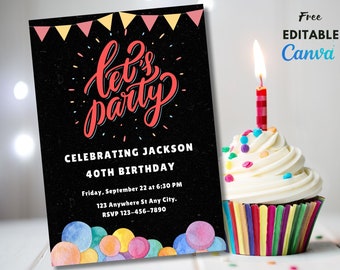 Let&#39;s Celebrate Party Invitation, Surprise Birthday Party Invite, Online Birthday Invitation, Special Event, This Calls For A Party Invite