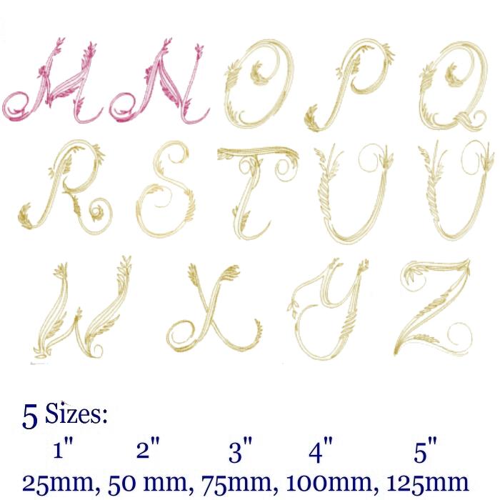 One-line Monogram Alphabet, Machine Embroidery Letters A-Z, Minimalist ...