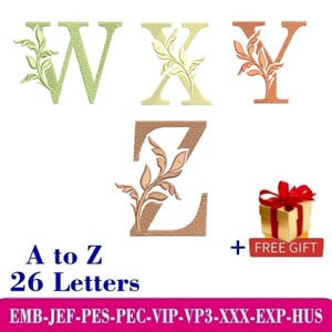 Bezaubernde Monogramm-Alphabet-Schriftart, Buchstaben A bis Z, Maschinenstickbuchstabe, verziert mit wunderschöner Design-Monogramm-Buchstabennamen-Stickerei
