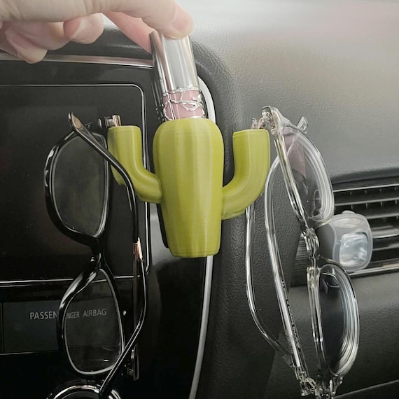 Cactus Lipstick & Glasses Holder. Cute Cactus Car Organizer for Easy Access. Keep Your Car Organized. Perfect Functional Car Accessories.