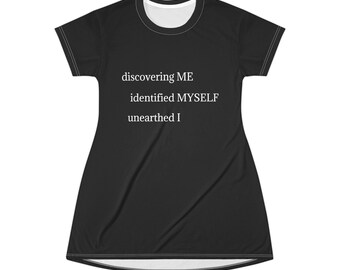Me Myself I (Black) - T-Shirt Dress (AOP)