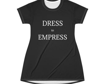 Dress (to) Empress - Black - T-Shirt Dress (AOP)