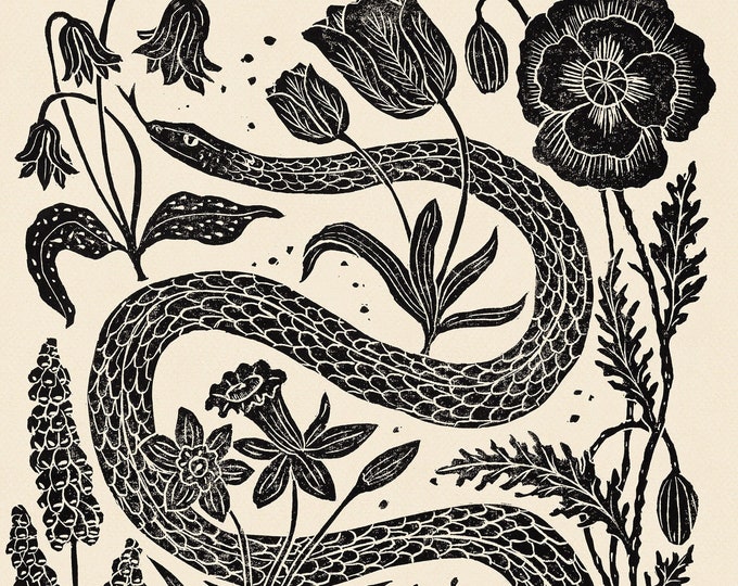 The Snake and the Snail - Cream - Print