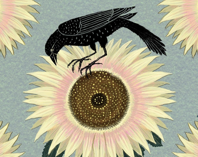 Blackbird on a Sunflower - Print
